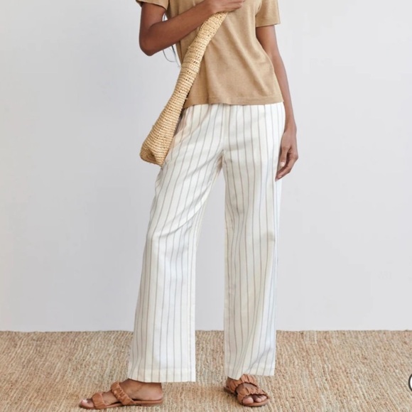 Jenni Kayne Bianca Pant in Navy Stripe Wide Leg Pull On XXL - Picture 2 of 10